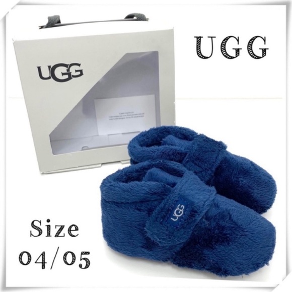 Ugg Bixbee Fleece Baby Shoes in Navy Blue Size 4/5 New with Box Style RN 88276 - Picture 1 of 15